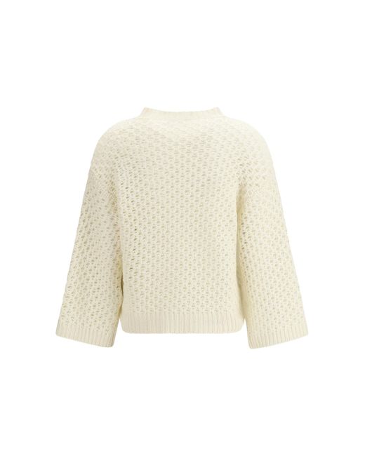 Fabiana Filippi Natural Jumper Platinum Yarn With Micro Sequins Fleece Wool