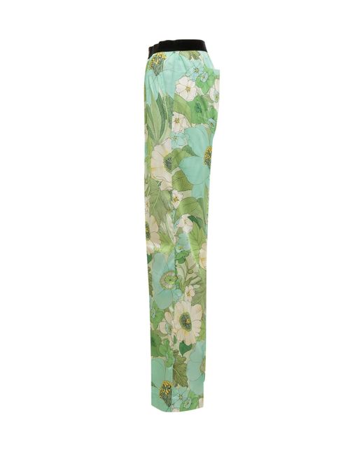 Tom Ford Green Pants With Floral Decoration