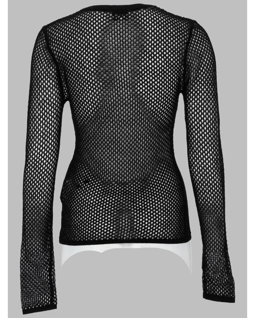 Ganni Black Mercerized Cotton Mesh Top Organic Tops