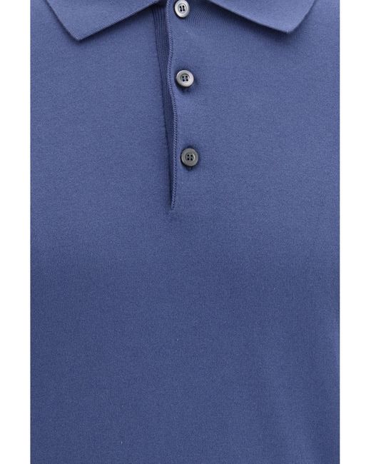 Piacenza Cashmere Blue Cotton Polo With Classic Collar Shirts for men