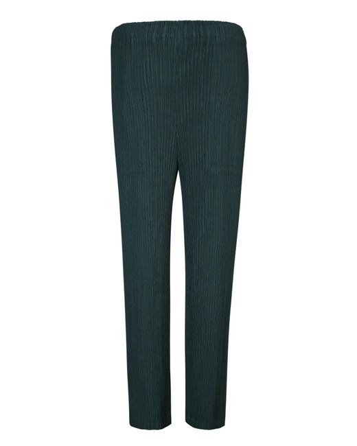 Issey Miyake Green Pleated Straight Trousers