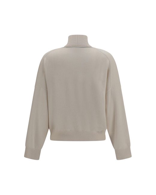 Brunello Cucinelli White Cashmere Turtleneck Sweater Kashmir/Capra Hircus