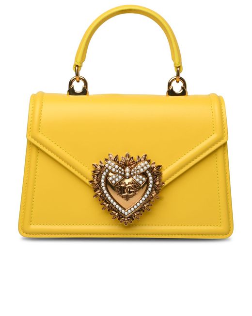 Dolce & Gabbana Yellow Small Devotion Leather Bag