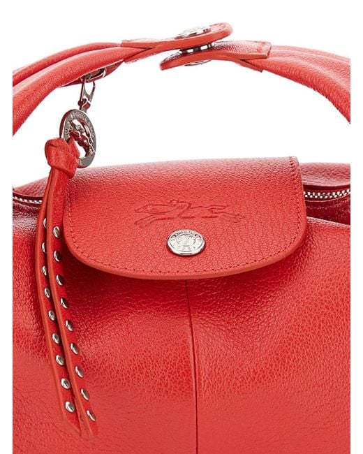 Longchamp Red 'Le Pliage Portobello Xs' Handbag With Logo Embossed On The Front