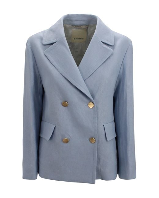 Max Mara Blue Jackets Linen