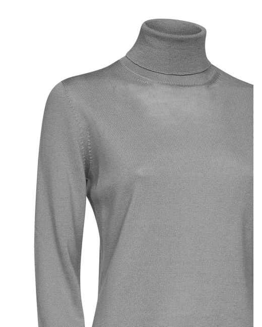 Blanca Vita Gray Sage Lightweight Virgin Wool Knit Turtleneck Sweater