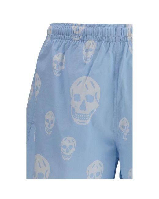 McQueen Blue Polyamide Shorts for men