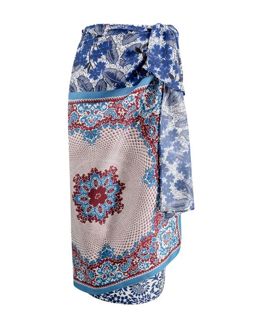 Weekend by Maxmara Blue Printed Silk Sarong Skirt