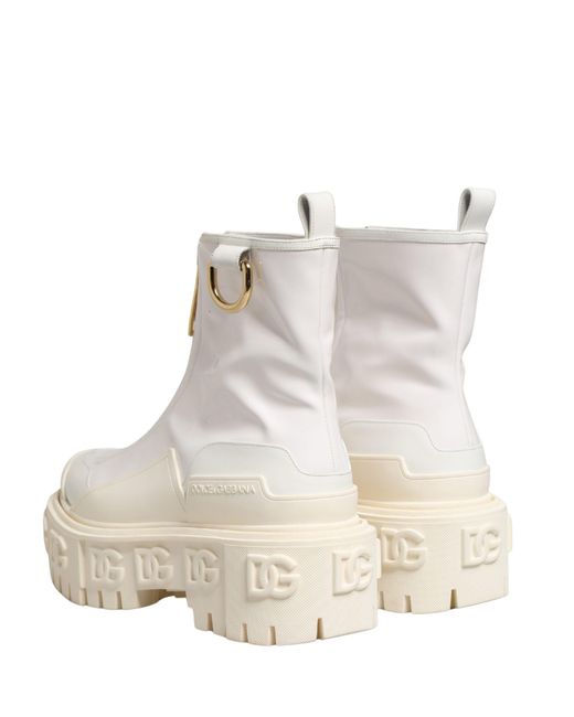 Dolce & Gabbana Natural Leather Rubber Logo Ankle Boots Shoes