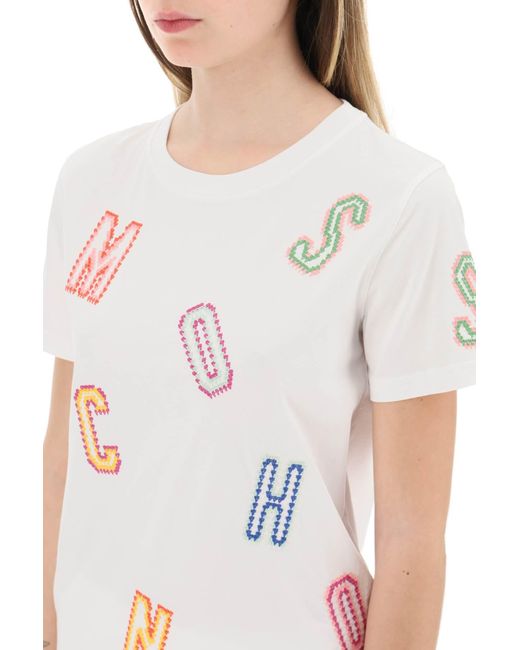 Moschino White Embroidered T-shirt