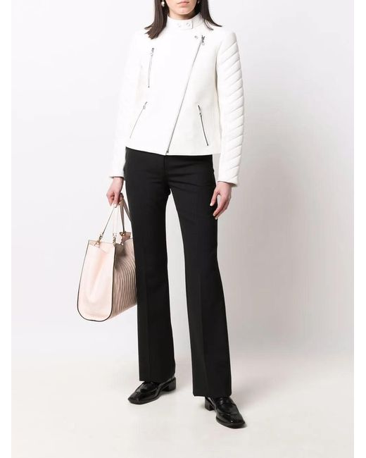 Ferragamo White Biker Leather Jacket