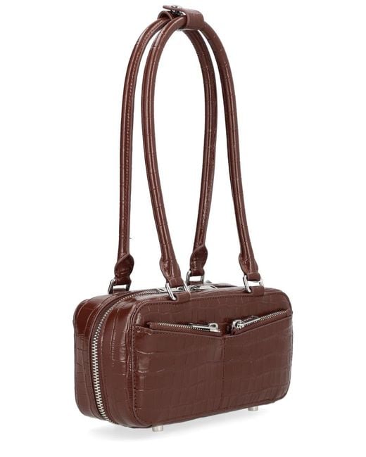 Self-Portrait Brown Shoulder Bag Crocodile Effect Cow Leather