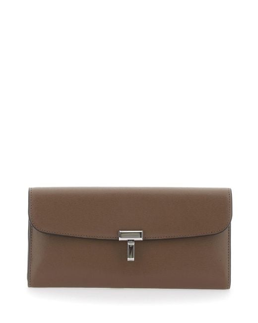 Totême Brown Leather Wallet With T-Lock Closure