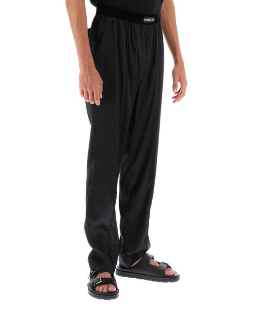 Tom Ford Black Silk Pajama Pants for men