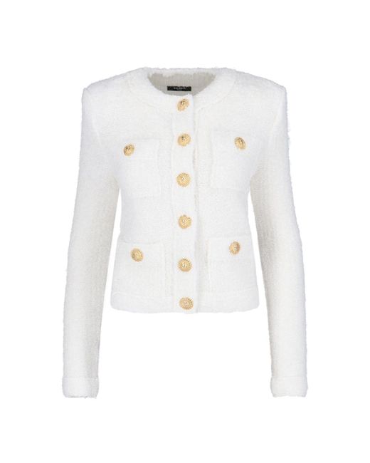 Balmain White Coats & Jackets