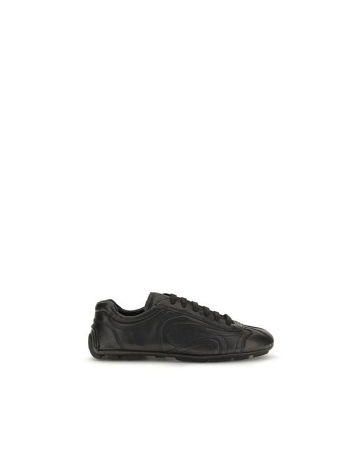 Prada Black Lamb Ovis Aries Low Top Sneakers for men