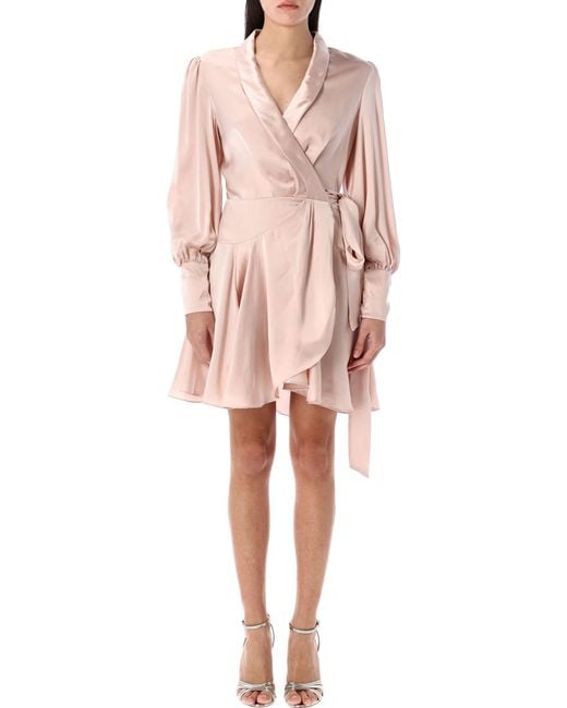 Zimmermann Pink Wrap Mini Dress