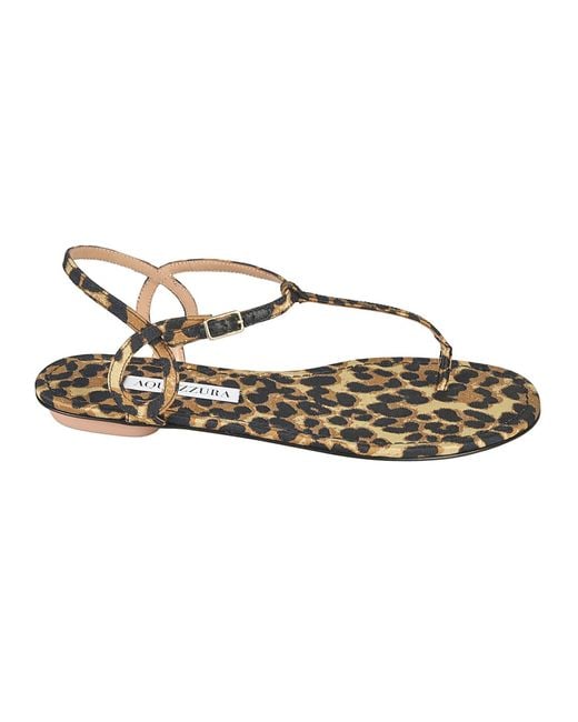 Aquazzura Metallic Leopard Bare Flat Sandals