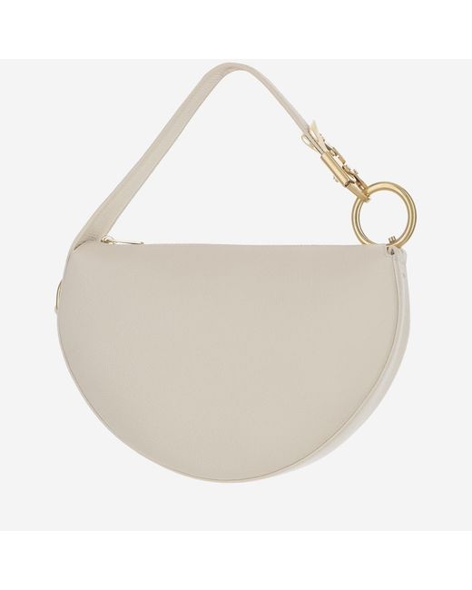 Burberry White Knight Arc Bag Calf Grain Leather Shoulder