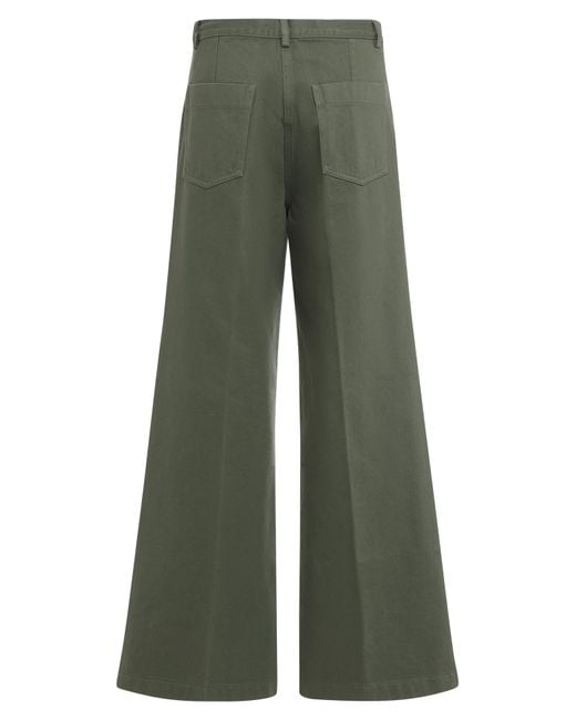 Aspesi Green Loose-Fitting Pants Cotton Flared Trousers