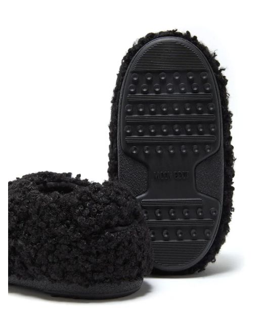 Moon Boot Black Faux Curly Logo Band Sandals Shoes