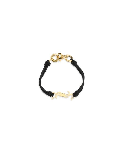 Saint Laurent Black Cassandre Multi-Wrap Bracelet Lamb Ovis Aries Aries; Brass Bracelets