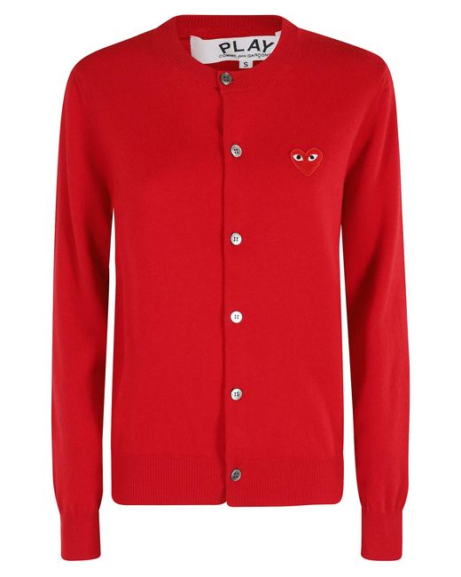 COMME DES GARÇONS PLAY Red Round Neck Cardigan Emblem