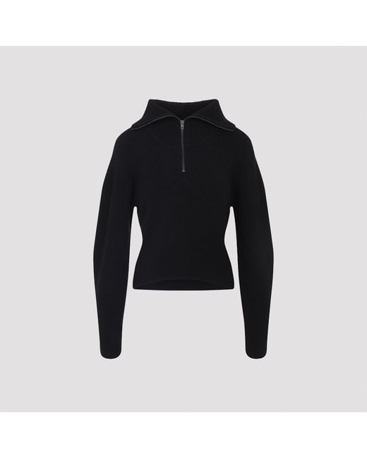 Lemaire Black Zipped Wool Sweater