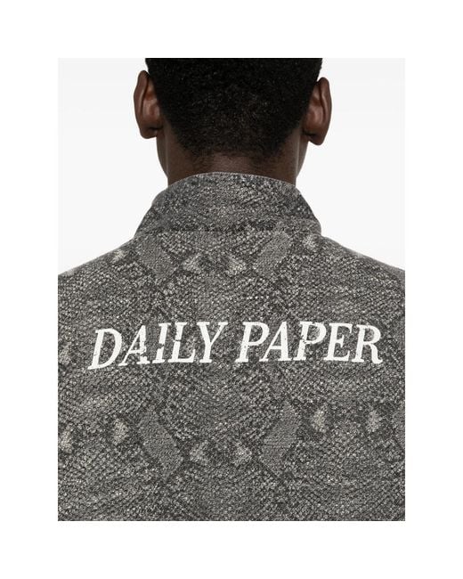 Daily Paper Gray Snake Zipped Jacket for men