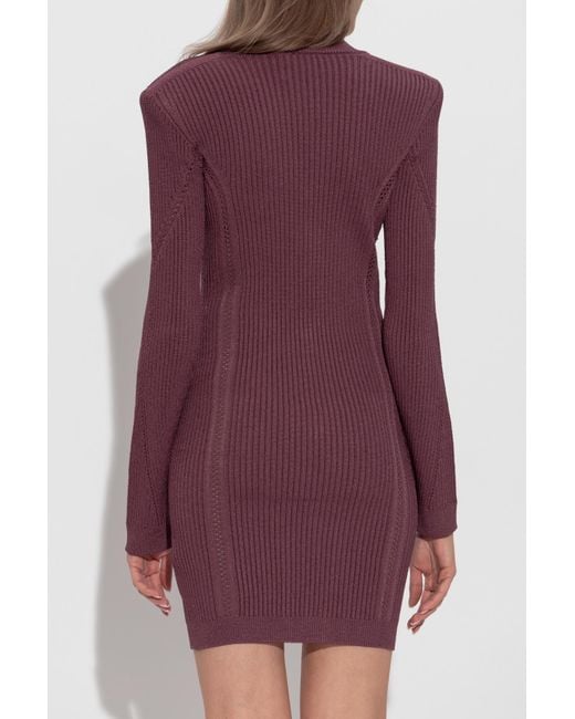 Balmain Purple Dress With Decorative Buttons