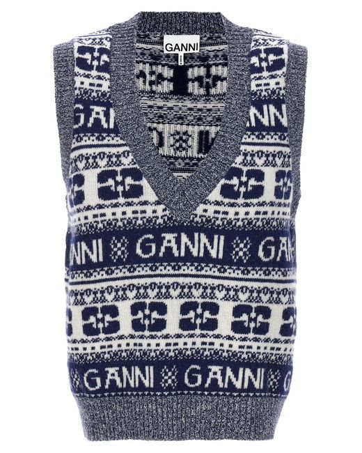 Ganni Blue Logo Vest