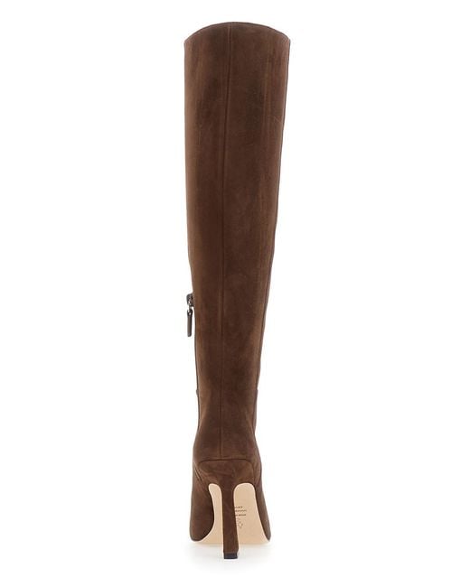 Stuart Weitzman Brown Boots Vinnie Zip 100 Leather