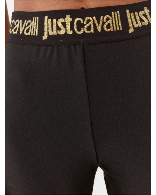 Just Cavalli Black Logo-waistband High-waist leggings