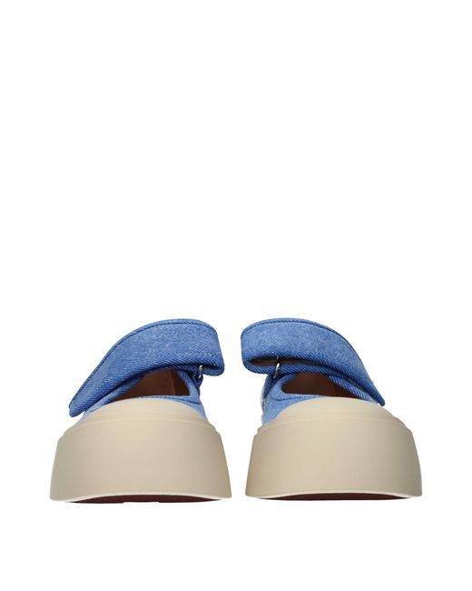 Marni Blue Fabric Low Top Sneakers