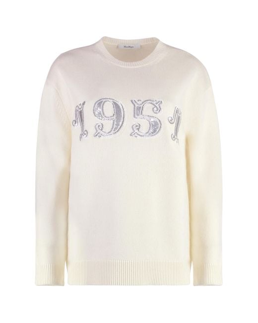 Max Mara White Plata Wool And Cashmere Sweater