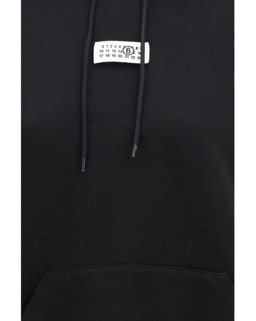 MM6 by Maison Margiela Black Cotton Hoodie Sweatshirts