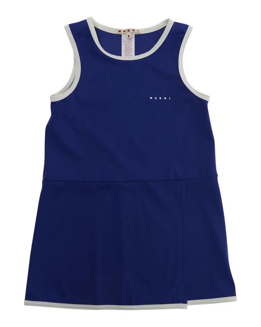 Marni Blue Swim Cover-Up Nylon Dress