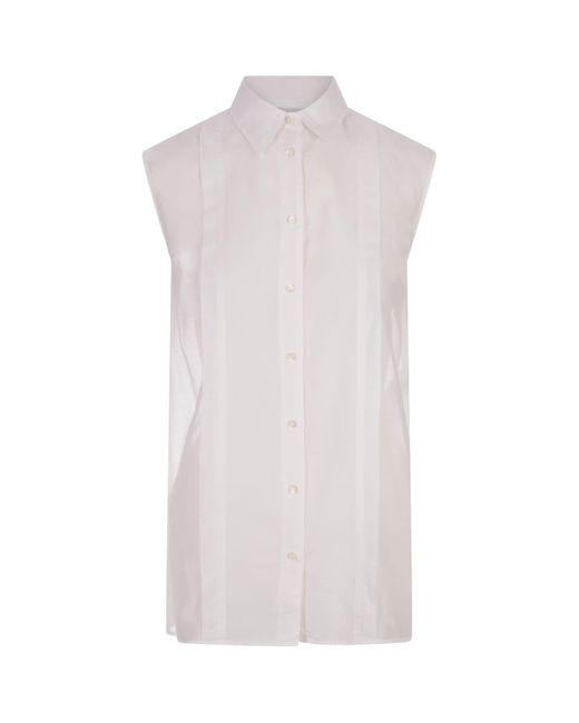 Aspesi White Cotton And Silk Sleeveless Shirt