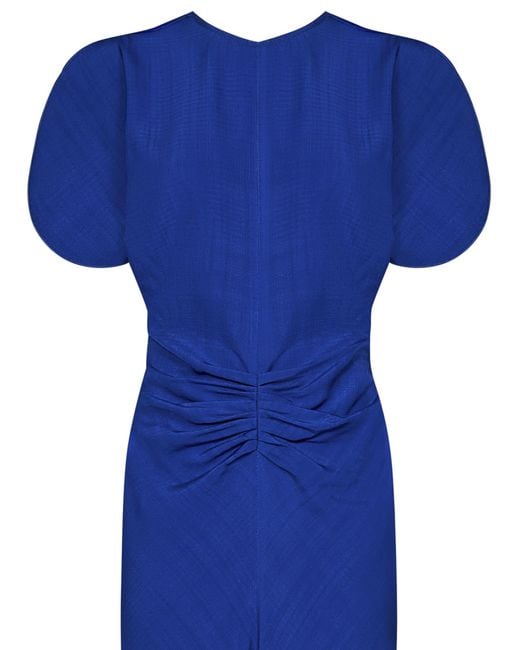 Victoria Beckham Blue Gathered Waist Midi Dress Midi Dress