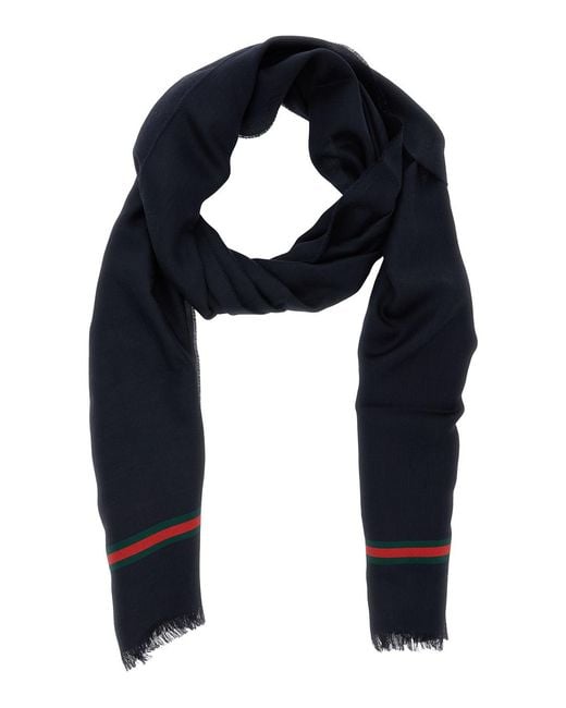 Gucci Blue Silk Twill Scarf for men
