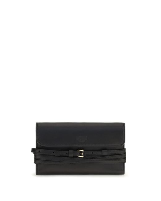 Moschino Black Leather Wallet With Buckle Detail