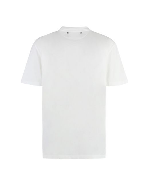 Golden Goose Deluxe Brand White Cotton Crew-Neck T-Shirt With Crystal Embroidery T-Shirts & Jerseys