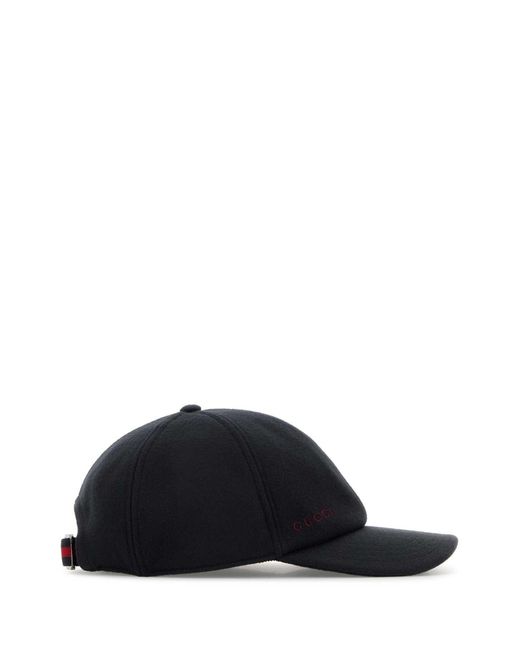 Gucci Black Wool Baseball Cap for men