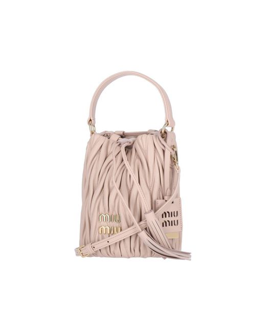 Miu Miu Pink Logo Bucket Bag