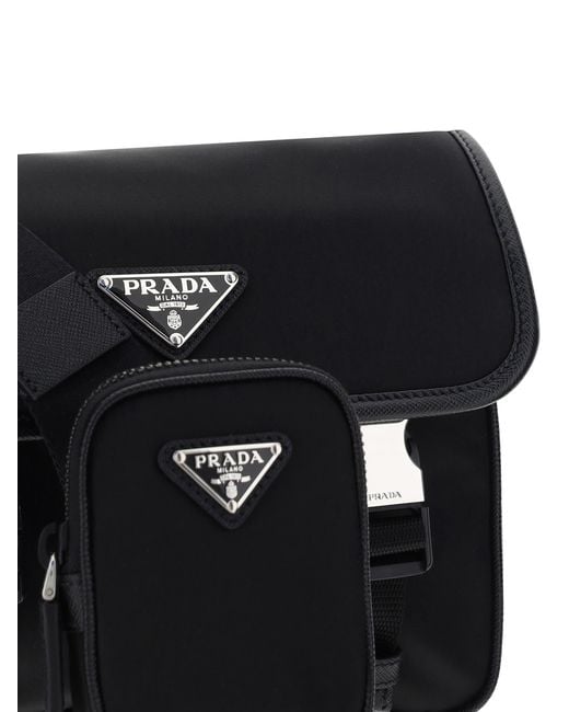 Prada Black Shoulder Bag Polyamide for men