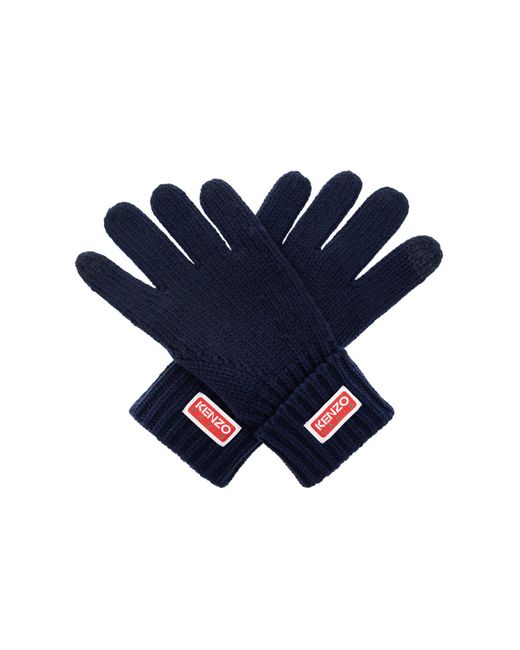 KENZO Blue Wool Gloves for men