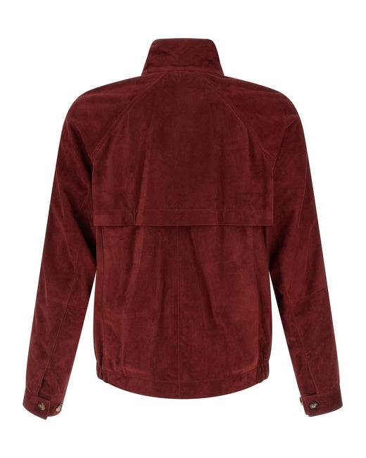 Brunello Cucinelli Red Lamb Leather Jacket Clothing for men