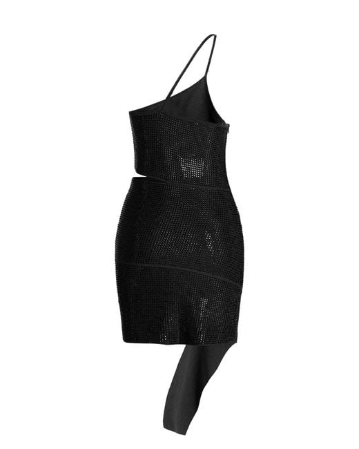 ANDREADAMO Black Sequin One Shoulder Dress Viscose Polyester