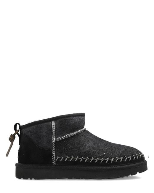 Ugg Black Classic Ultra Mini Biarritz Leather Boot