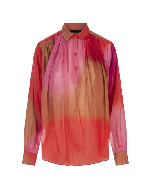 Gianluca Capannolo Red Silk Shirt With Gathering